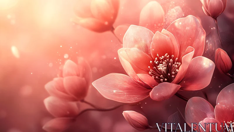 Blossoms Dancing Through Rose-Tinted Dreams.