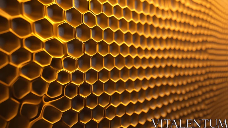 Golden honeycomb pattern in abstract geometric close-up style.