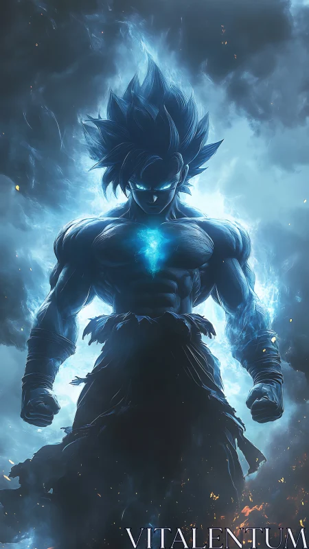 Energetic humanoid warrior in luminescent plasma overcharge.