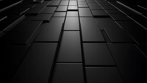 Black rectangular panels forming stepped geometric surface.