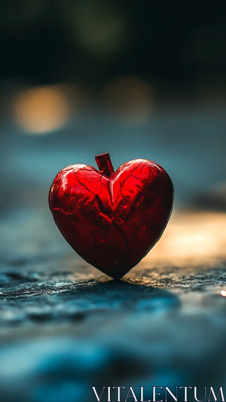 Luminous Crimson Apple with Structural Surface Articulation.