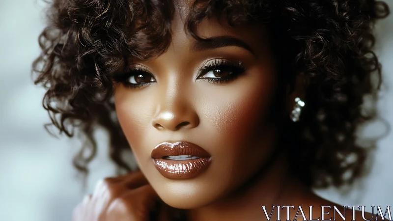 Radiant curls and glossy glow in an intimate close-up portrait.