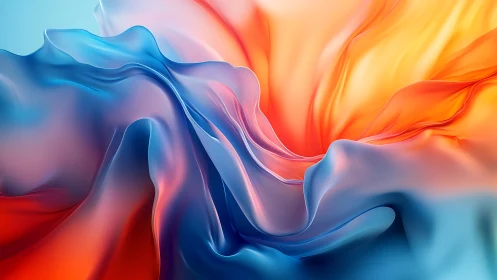 Silken storm of blue and fire, swirling in luminous bloom.