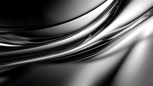 Liquid chrome ribbons slide through a monochrome twilight hush