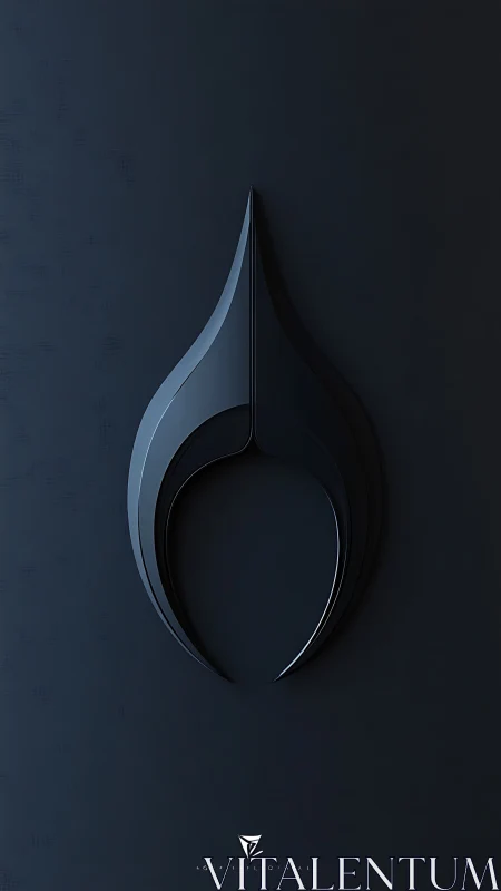 Central matte-black teardrop emblem rendered with sleek extruded geometry