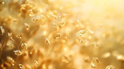 Golden abstract stems in soft glowing background.