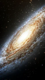 Spiral galaxy disk viewed edge-on in dense star field.