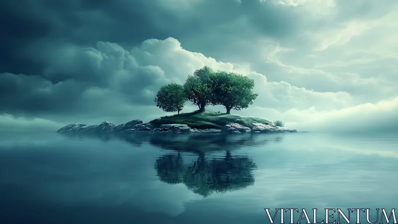 Three Trees Hold Court Above Liquid Mirrors and Stone