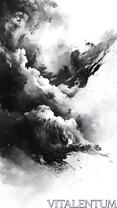 Monochrome storm cloud abstraction in dynamic flux.