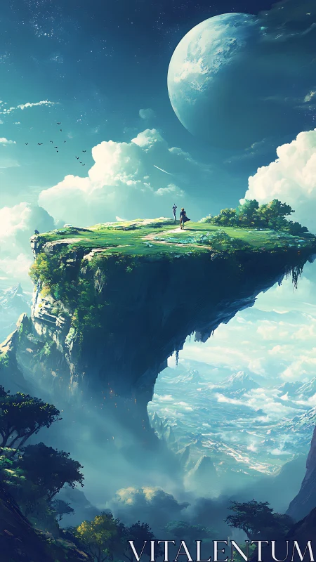 Sky-Island Pilgrims Beneath Twin Worlds.