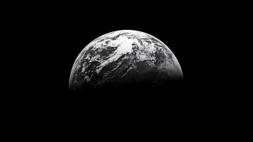 Quiet half-lit Earth drifting through deep velvet space.