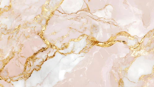 Blush pink marble slab with metallic gold veining network