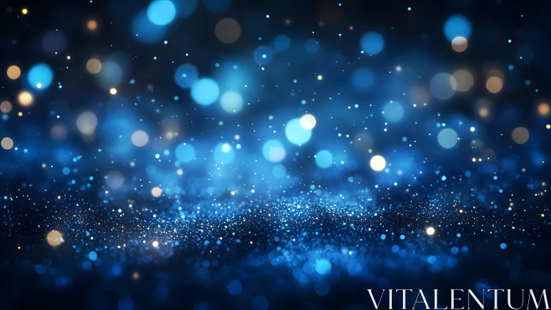 Abstract glowing blue bokeh lights background in dreamy style.