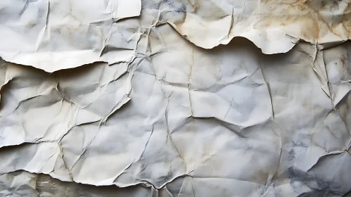 Layered creased paper surface reveals complex relief topology