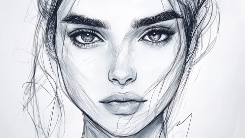 Quietly intense portrait sketch with soulful, searching eyes.