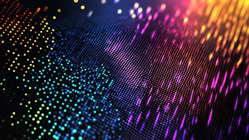 Multicolored dot matrix renders diagonal digital light gradients.