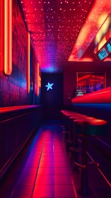 Neon bar lane glowing with starlit ceiling and cozy hush.