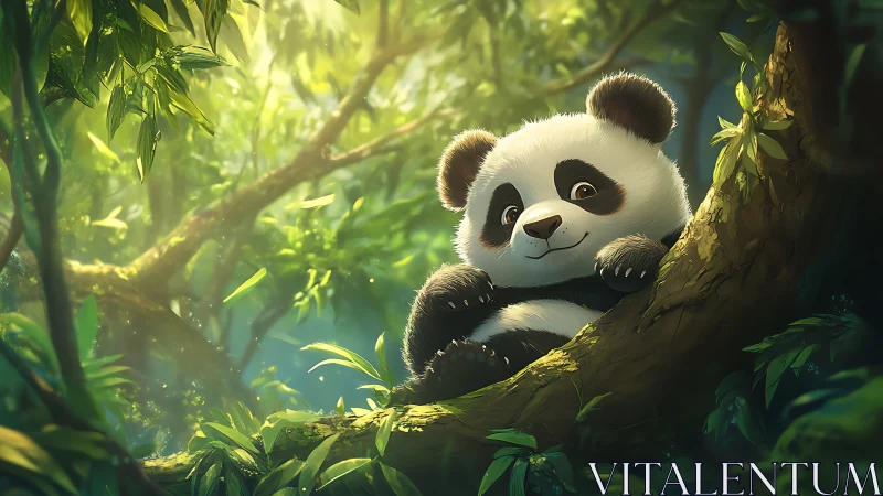 Tree-hugging panda cub turns jungle sunlight into a playground