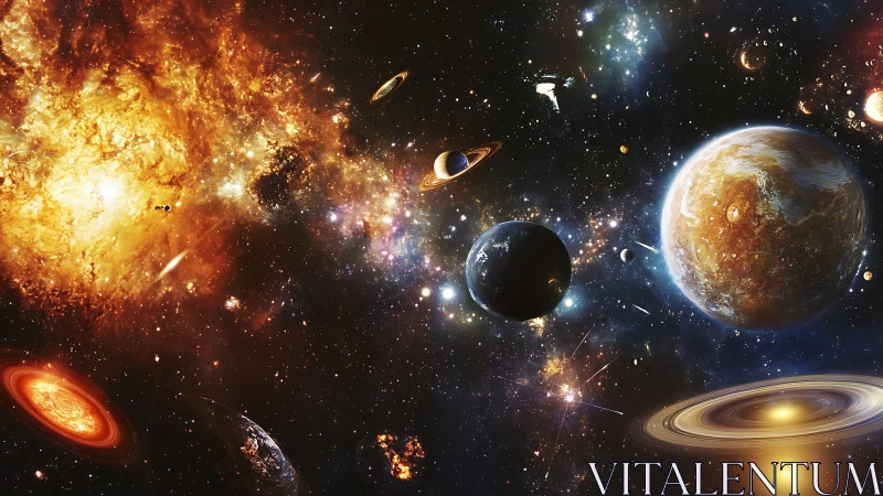 Expansive multi-planet starfield renders dynamic cosmic depth