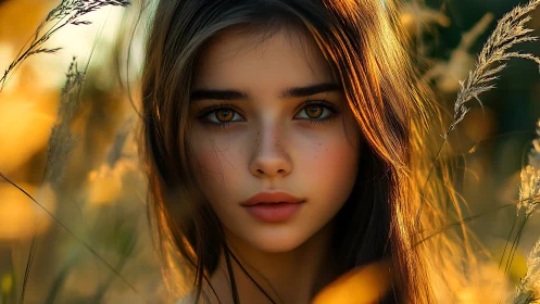 Digital female portrait is rendered within shallow depth of field