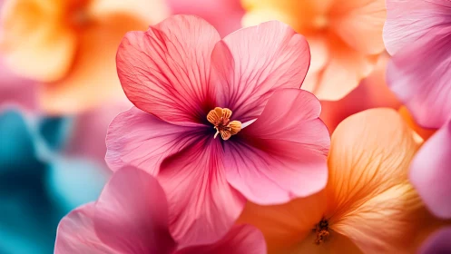 Vivid macro hibiscus bloom with soft pastel petals.