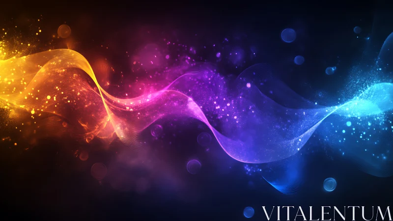 Glowing rainbow waves drifting softly through cosmic dusk.