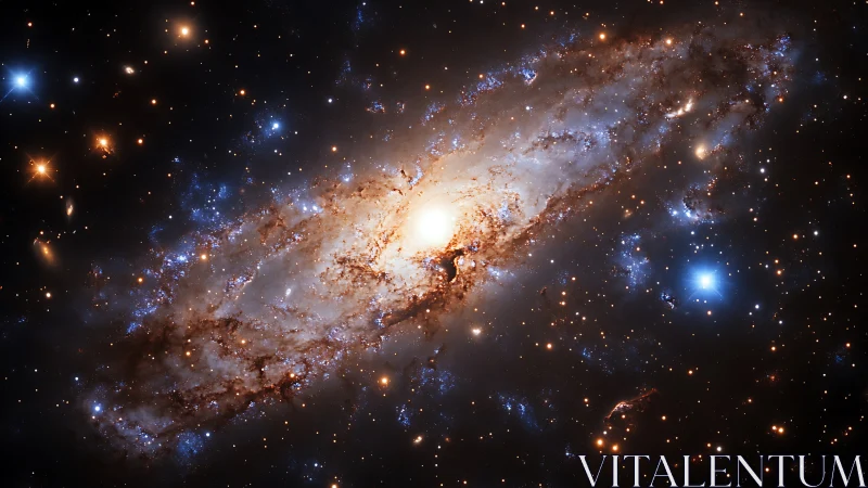 Edge-on barred spiral galaxy with dense star-forming arms.