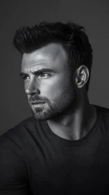 Brooding monochrome male portrait captures quiet intensity