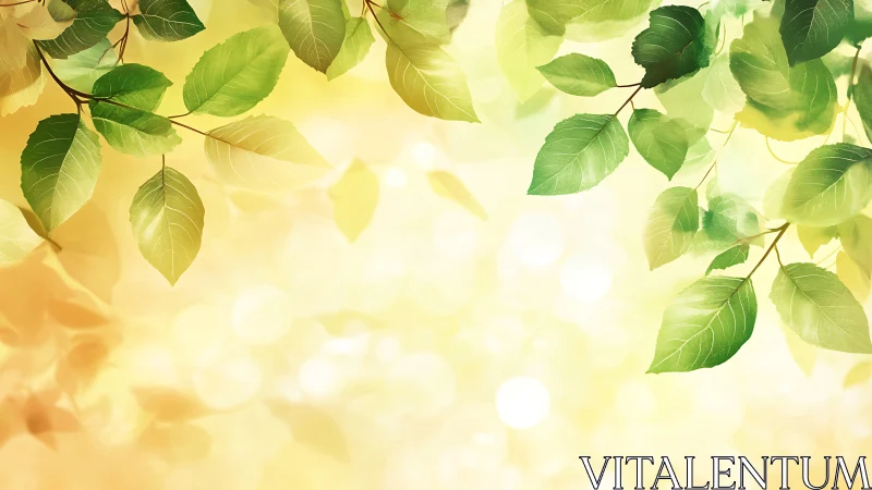 Sunlit foliage canopy with soft bokeh depth of field effect.