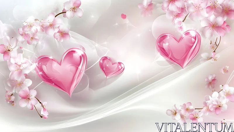 Crystalline Hearts Waltz Through Cherry Blossom Dreams