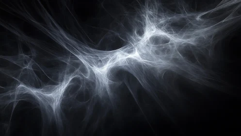 Etheric white energy filaments cross deep black void.