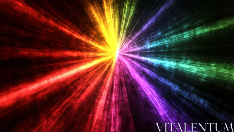 Radial multicolor lightburst with chromatic spectrum beams