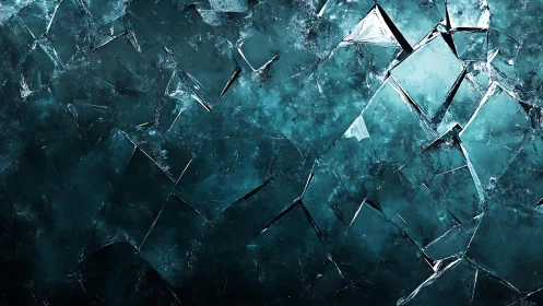 Abstract shattered glass texture with cool blue tones and dramatic lighting.