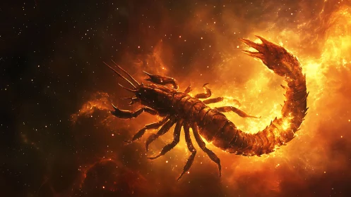 Scorpion-shaped nebula structure forms in dense orange gas