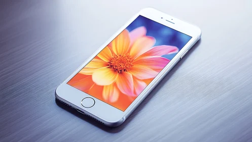Vibrant Flower on White Phone Display. Stunning Mobile.