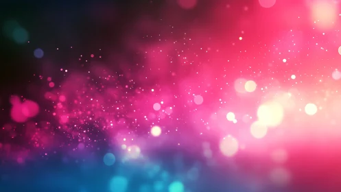 Defocused bokeh particle field with magenta to cyan gradient glow