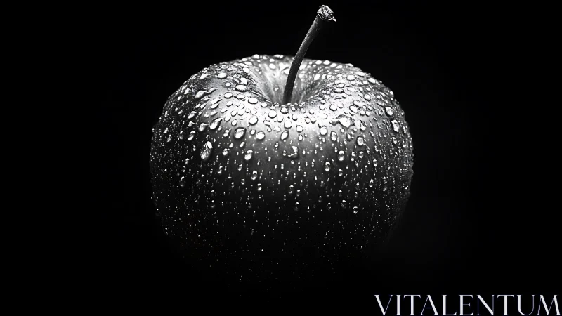 Silver midnight apple crowned in constellations of dew.