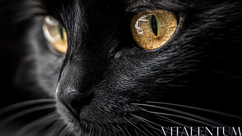 Deep Golden Eyes: The Mesmerizing Gaze of a Black Cat.