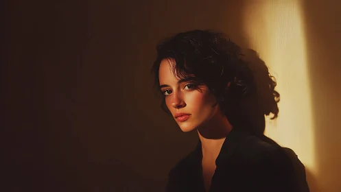 Side-lit female portrait explores warm chiaroscuro contrast