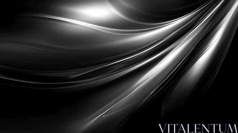 Liquid chrome ribbons glide through a velvet-black void