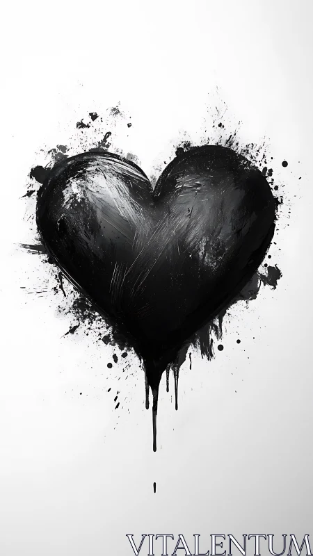 Black Heart with Expressive Paint Splatter Technique