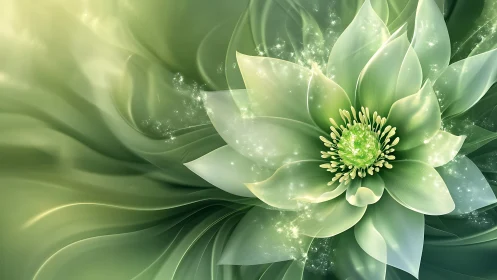 Luminous lotus quietly invents a galaxy of soft green light