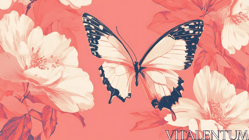 Butterfly with pale wings among large white flowers.