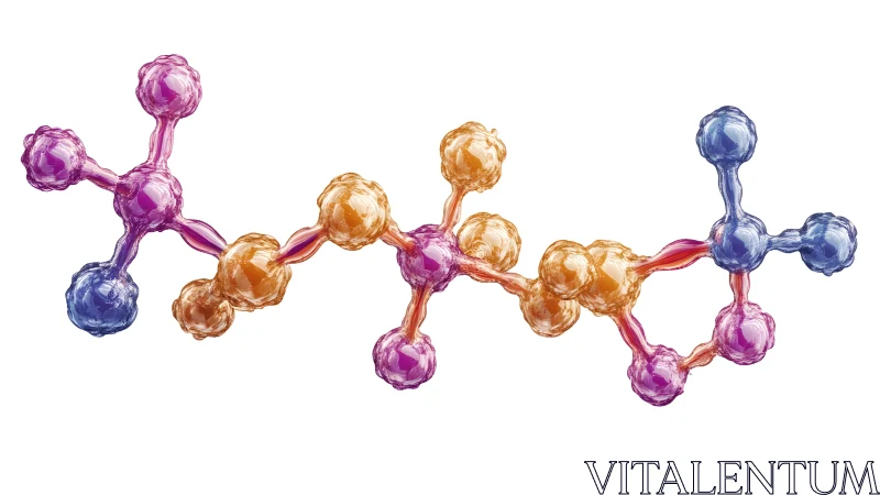Colorful abstract molecular structure in digital 3D illustration.
