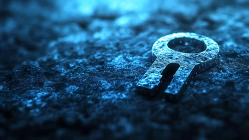 Frozen cyber key lounges on frosted circuitry plain