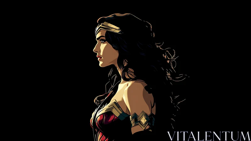 Heroic warrior profile in dramatic side lighting.