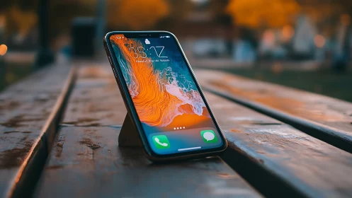 iPhone Lock Screen Displaying Orange Topographic Wallpaper