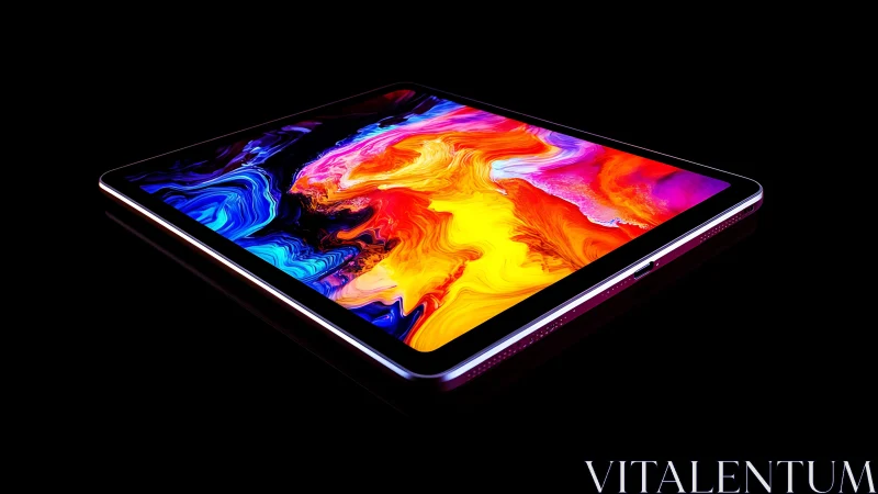 Luminous tablet screen bursts with bold swirling color