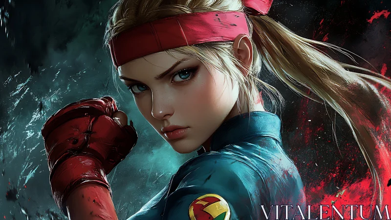Female fighter rendered in detailed digital portrait format