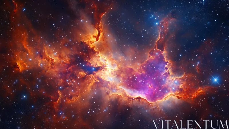 Nebula core ignites with vivid ionized gas and stars.